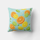 Citrus Slices Lemon Lime Orange Throw Pillow クッション (裏面)