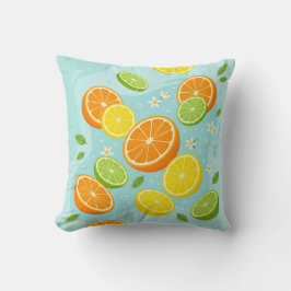 Citrus Slices Lemon Lime Orange Throw Pillow クッション