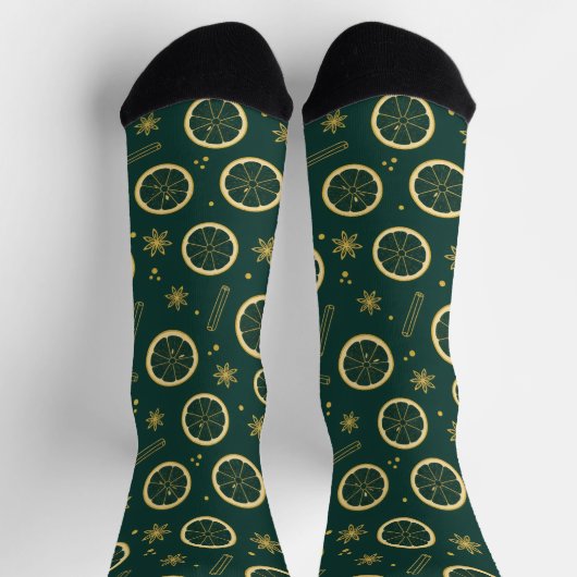 Citrus Spice Gold Winter Pattern Socks ソックス (上部)