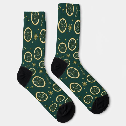 Citrus Spice Gold Winter Pattern Socks ソックス (右)