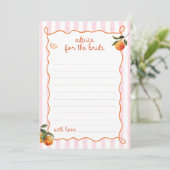 Citrus Spritz Pink Stripes Bridal Advice Card 招待状 (スタンド正面)