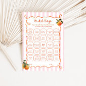 Citrus Spritz Pink Stripes Bridal Bingo Card 招待状