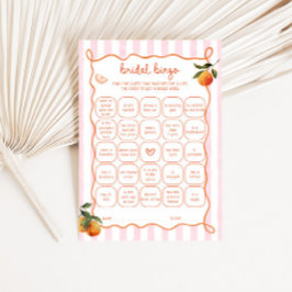 Citrus Spritz Pink Stripes Bridal Bingo Card 招待状