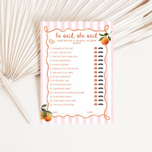 Citrus Spritz Pink Stripes He said She said Card 招待状