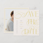Citrus Twist Modern Calligraphy Save The Date Card 招待状 (正面/裏面)