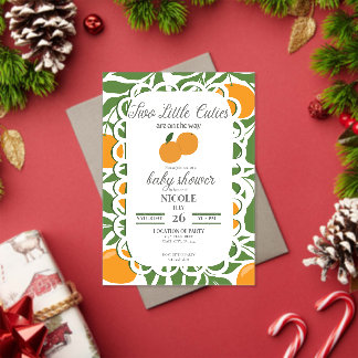 Citrus Two Little Cuties Twin Baby Shower Invite アクリル招待状