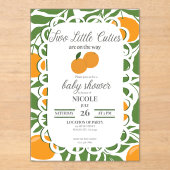 Citrus Two Little Cuties Twin Baby Shower Invite アクリル招待状 (正面)