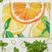 Citrus Watercolor Oranges & Lemons  キッチンタオル (折り畳み)