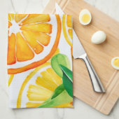 Citrus Watercolor Oranges & Lemons  キッチンタオル (四つ折り)