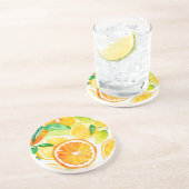 Citrus Watercolor Oranges & Lemons  コースター (側面)