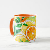 Citrus Watercolor Oranges & Lemons Combo マグカップ (正面左)