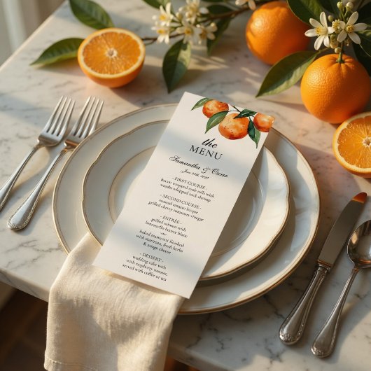 Citrus Wedding Menu Card | Mediterranean Orange メニュー