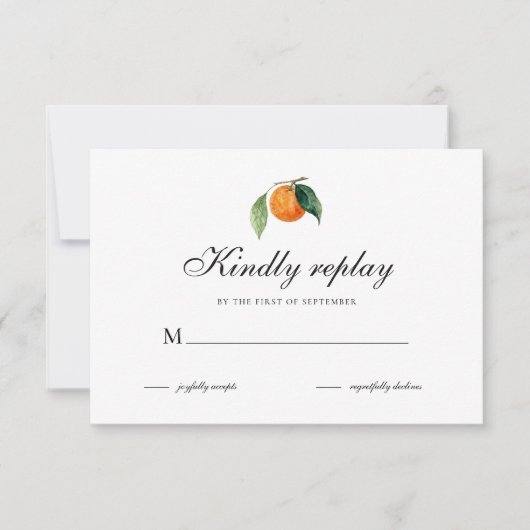 Citrus Wedding RSVP Card | Mediterranean Orange  (正面)