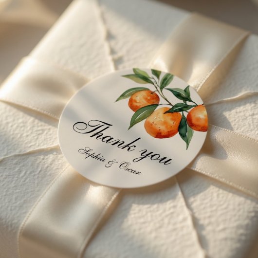 Citrus Wedding Thank You | Mediterranean Orange ラウンドシール