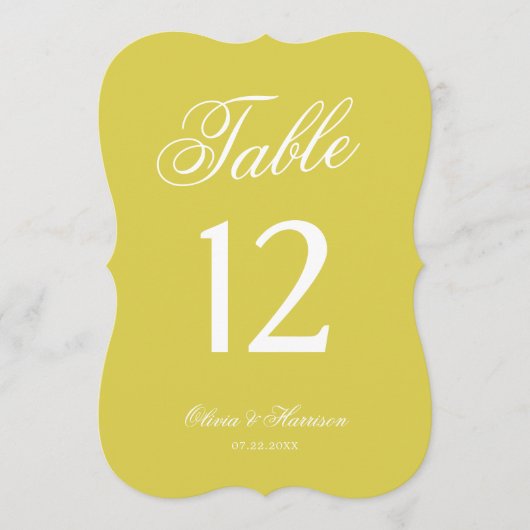 Citrus Wedding Yellow Die Cut Table Number 招待状 (正面)