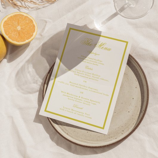 Citrus Wedding Yellow Elegant Menu Card 招待状
