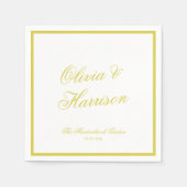 Citrus Wedding Yellow Elegant Script Napkin スタンダードカクテルナプキン (正面)