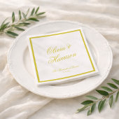 Citrus Wedding Yellow Elegant Script Napkin スタンダードカクテルナプキン
