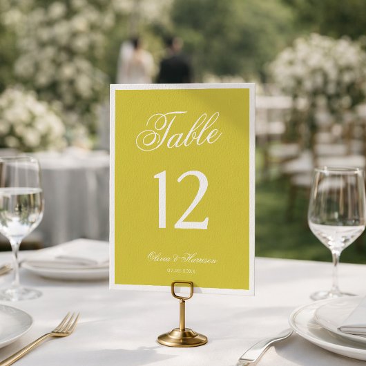 Citrus Wedding Yellow Elegant Table Number 招待状