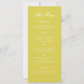 Citrus Wedding Yellow Tall Elegant Menu Card 招待状 (正面)