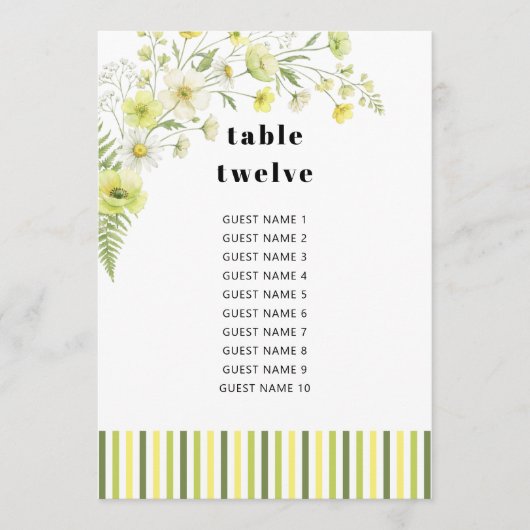 Citrus Wildflower Wedding Seating Chart Table Card 招待状 (正面)