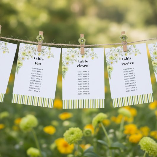 Citrus Wildflower Wedding Seating Chart Table Card 招待状