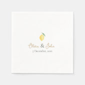 Citrus Yellow and Green Lemon Wedding スタンダードカクテルナプキン (正面)