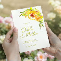 Citrus Yellow and Green Watercolor Floral Wedding