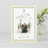 Citrus Yellow Coastal Palm Tree Seashell Wedding セーブザデート (スタンド正面)