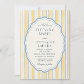 Citrus Yellow Elegant Modern Stripe Wedding 招待状 (正面)