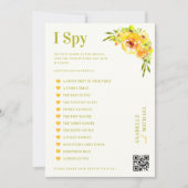 Citrus Yellow Floral Wedding I Spy Hunt Game Card 招待状 (正面)