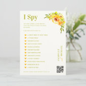 Citrus Yellow Floral Wedding I Spy Hunt Game Card 招待状 (スタンド正面)