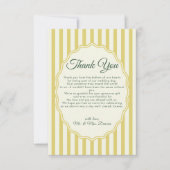 Citrus Yellow Green Elegant Modern Stripe Wedding サンキューカード (正面)