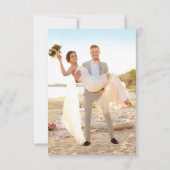 Citrus Yellow Green Elegant Modern Stripe Wedding サンキューカード (裏面)