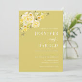 Citrus Yellow & Green Floral All in One Wedding 招待状 (スタンド正面)
