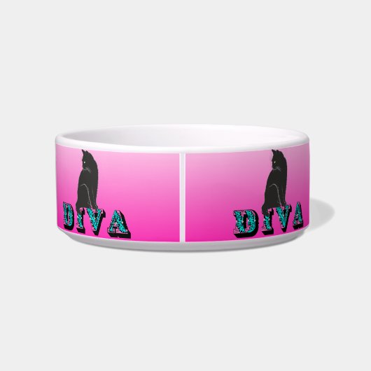 Citty Diva schwarze Katze Keramik Haustiernäpfe ボウル (裏面)
