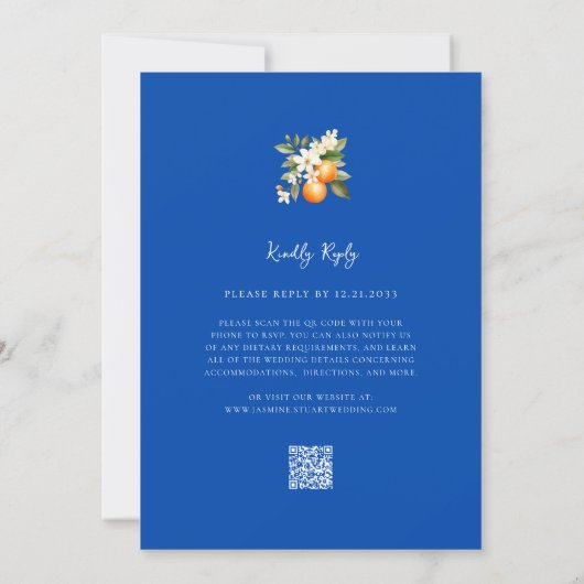 citurs and blue Wedding QR Code Invitation 招待状 (裏面)
