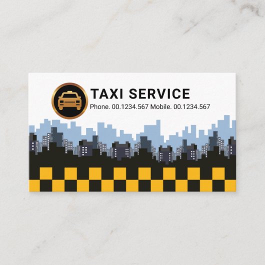 City スタイリッシュ Skyline Yellow Taxiチェックボックス 名刺 (正面)