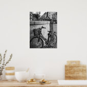 City Bicycle with Basket Against Brick Wall Urban ポスター (キッチン)