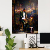 City Blues - Jazz Reflections コンテンポラリー in ポスター (ホームオフィス)