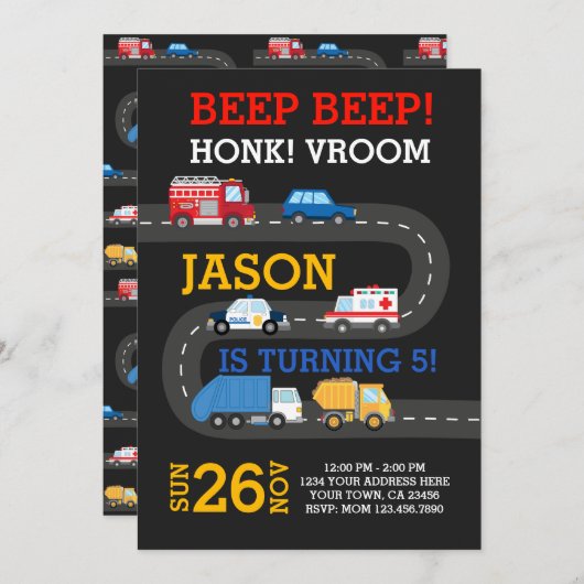 City Cars招待状、100%カスタマイズ可能 招待状 (正面/裏面)