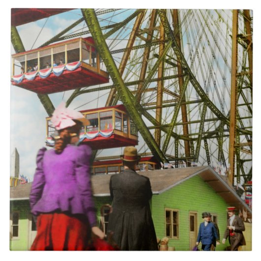 City - Chicago,IL - The first Ferris Wheel 1893 タイル (正面)