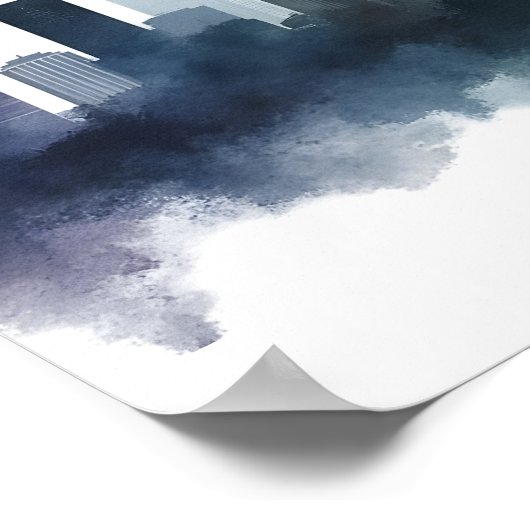 City drawing watercolor art ポスター (角)