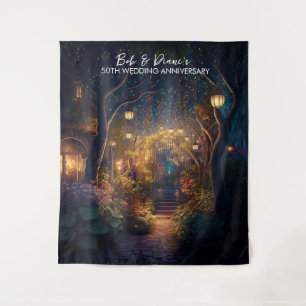 City Garden at Night - Photo Backdrop Tapestry タペストリー