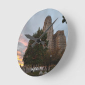 City Hall and Sunset ラウンド壁時計 (傾斜)