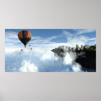 City in the clouds抽象芸術プリント ポスター