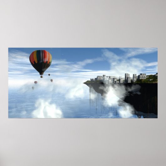 City in the clouds抽象芸術プリント ポスター (正面)