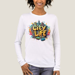 City Life – Vibrant Urban Skyline & Street Vibes トライブレンドＴシャツ