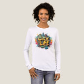 City Life – Vibrant Urban Skyline & Street Vibes トライブレンドＴシャツ (正面全体)