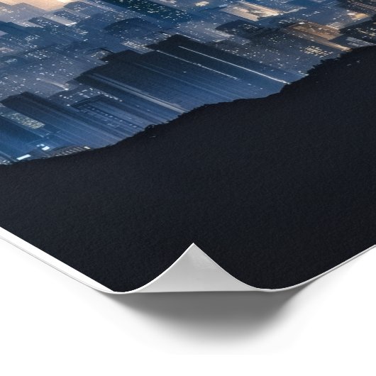 “City Lights at Night Canvas – Modern Urban Wall D ポスター (角)